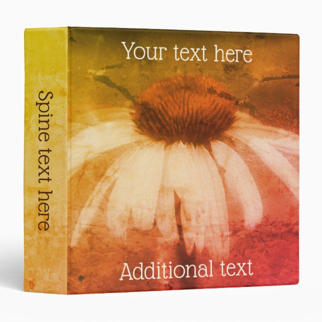 Echinacea Coneflower Daisy Art Personalized 3 Ring Binder (Front/Spine)