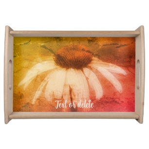 Echinacea Coneflower Daisy Vintage Personalized Serving Tray