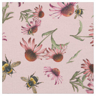 Echinacea Coneflowers Pink Seamless pattern Fabric