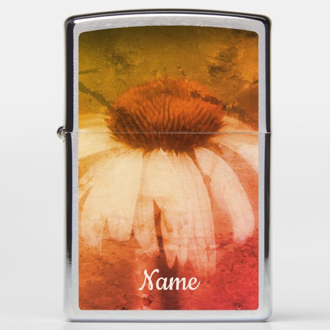 Echinacea Daisy Abstract Personalized Zippo Lighter (Front)
