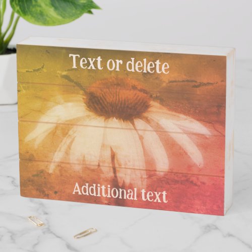 Echinacea Daisy Vintage Distressed Personalized Wooden Box Sign