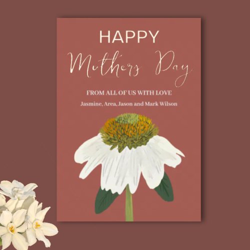 Echinacea Flower Happy Mothers Day Gold Foil Holiday Card