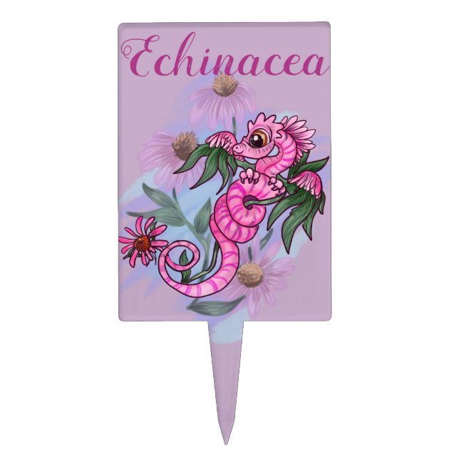 Echinacea flower lil' garden dragon cake topper (Front)