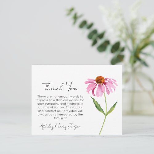 Echinacea | Funeral Thank You Card Bereavement