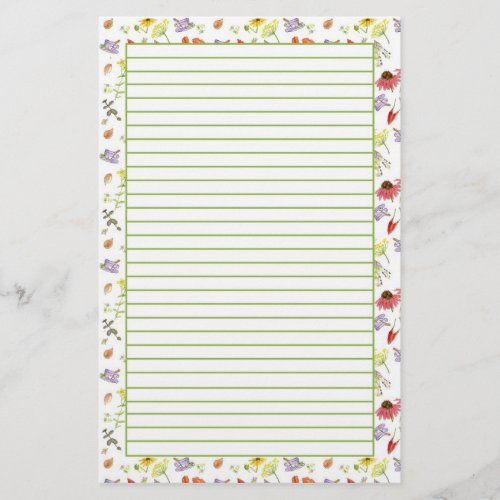 Echinacea Garlic Medicinal Herbs Lined Stationery