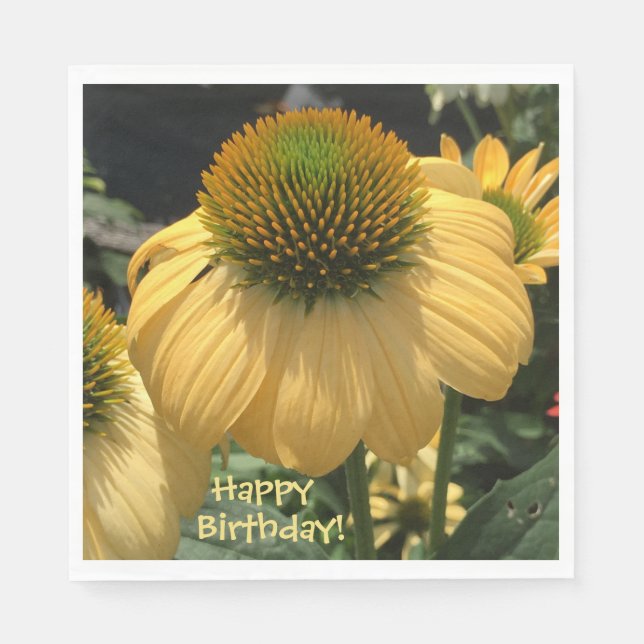 Echinacea Happy Birthday Napkins (Front)