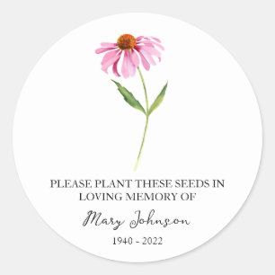 Echinacea Memorial Funeral Seed Packet Classic Round Sticker