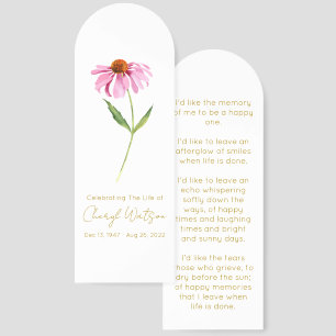 Echinacea Simple Funeral Memorial Bookmark