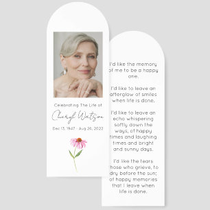Echinacea Simple Photo Funeral Bookmark