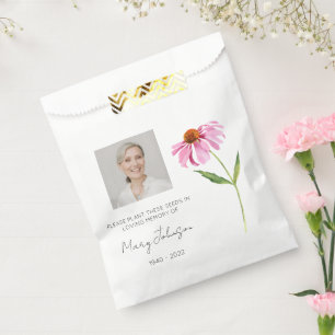 Echinacea Simple Photo Funeral Seed Favor Bag