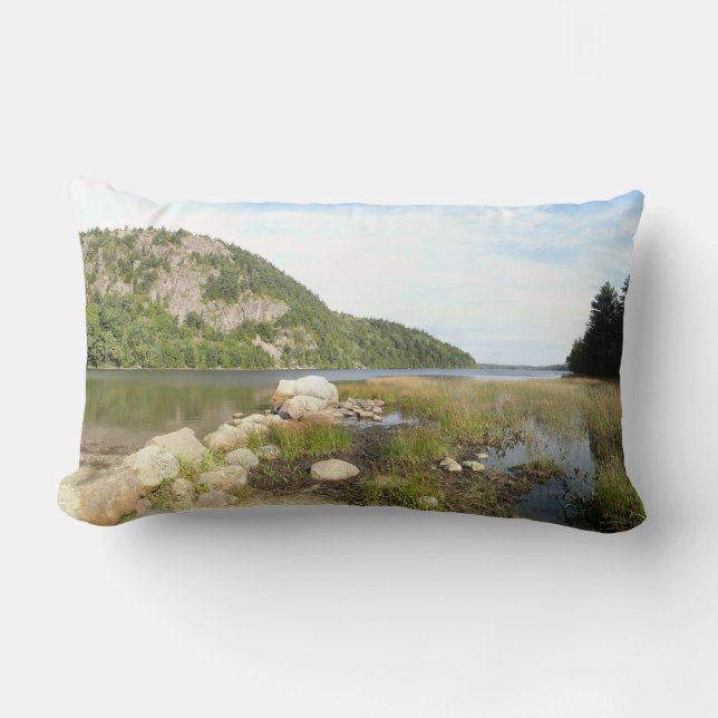 Echo Lake Beach at Acadia National Park Lumbar Pillow (Front)