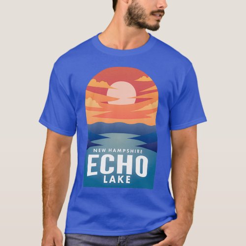 Echo Lake NH Retro Sunset  T_Shirt