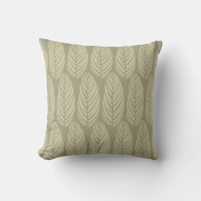 Echo Leaves Sage Green Pale Olive Throw Pillow (Front)