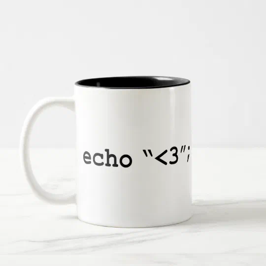Echo Love PHP HTML Web Designer Developer Two-Tone Coffee Mug Echo Love PHP HTML Web Designer Developer Two-Tone Coffee Mug