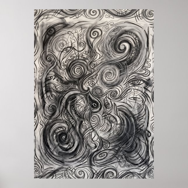 Echo of a Mountain Spirit Drawing Poster (Front)