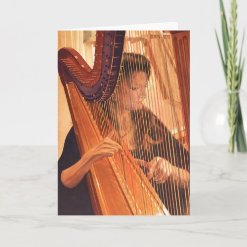 Echo of Angels Harp Player Watercolor Card