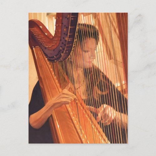 Echo of Angels Harp Player Watercolor Postcard