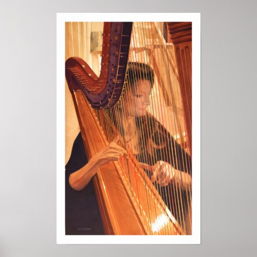 Echo of Angels Harp Player Watercolor Poster