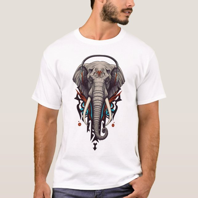 Echo of Giants – Abstract Elephant in Sound T-Shirt (Front)