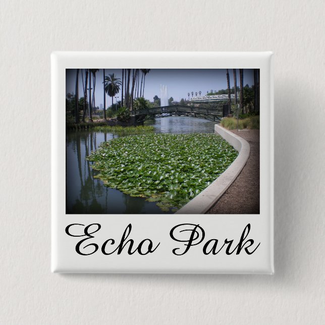 Echo Park Lake in Los Angeles, California Button (Front)
