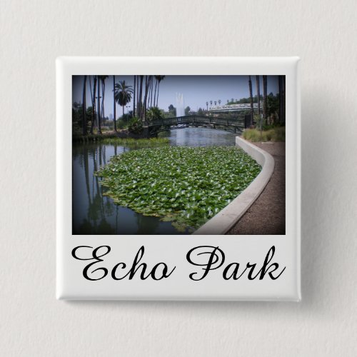 Echo Park Lake in Los Angeles California Button