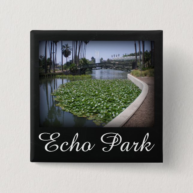 Echo Park Lake in Los Angeles, California Pinback Button (Front)