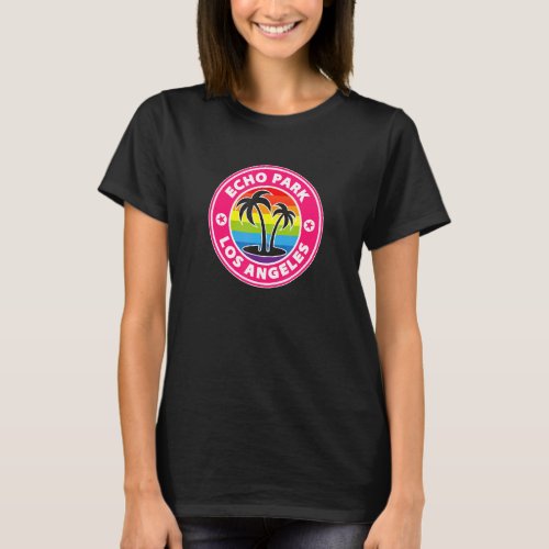 Echo Park Los Angeles California Retro Surf Rainbo T_Shirt