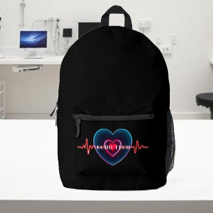 Echo Tech Heartbeat EKG Printed Backpack