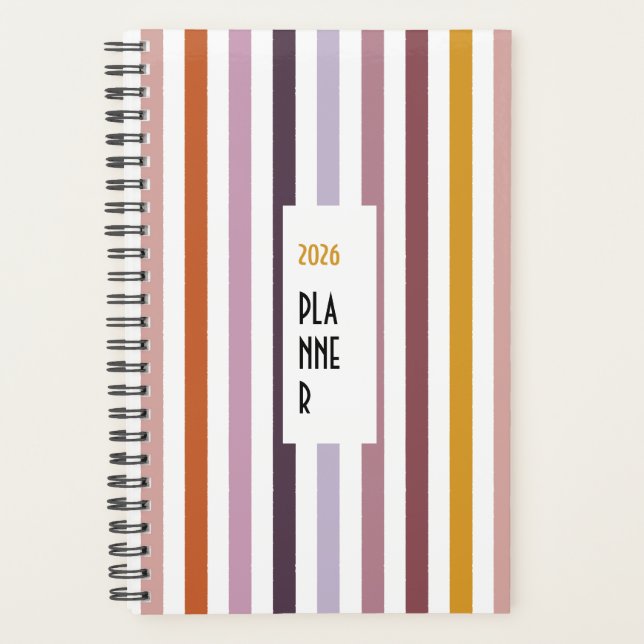 Echo Trails 2026 Planner – Pink Hues Stripes (Front)
