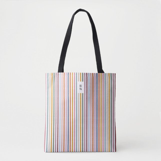 Echo Trails Tote Bag – Multicolor Stripes (Front)