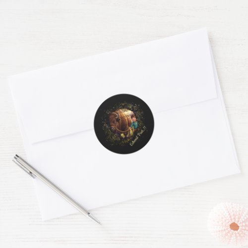 Echoed Past Whimsical Boy and Bison Classic Round Sticker