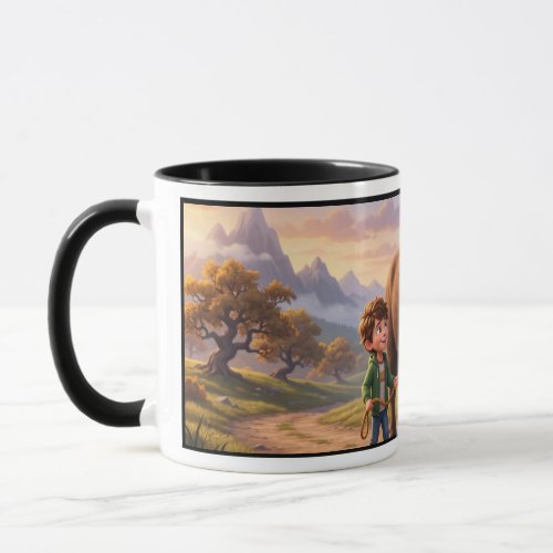 Echoed Past Whimsical Boy and Bison Mug