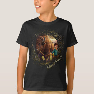 Echoed Past Whimsical Boy and Bison T-Shirt
