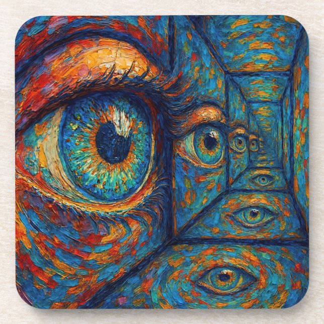 “Echoes in the Iris” - A Surreal Portrait Beverage Coaster (Front)