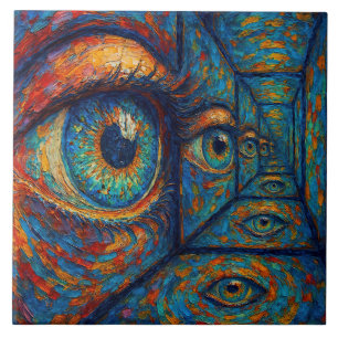 “Echoes in the Iris” - A Surreal Portrait Ceramic Tile