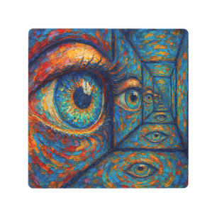 “Echoes in the Iris” - A Surreal Portrait Metal Print