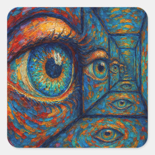 “Echoes in the Iris” - A Surreal Portrait Square Sticker