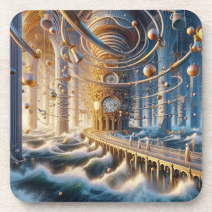 Echoes of '73: The Chronos Ocean's Labyrinth Beverage Coaster