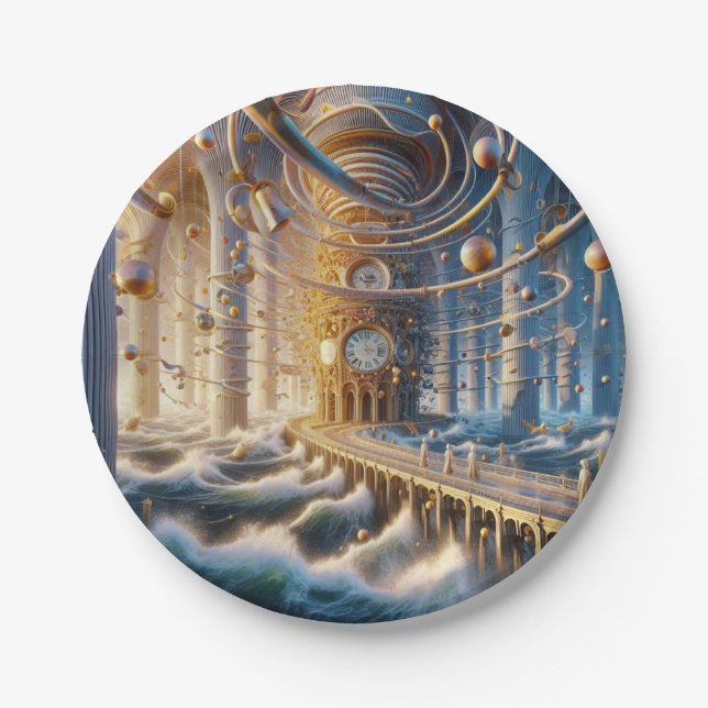 Echoes of '73: The Chronos Ocean's Labyrinth Paper Plates (Front)