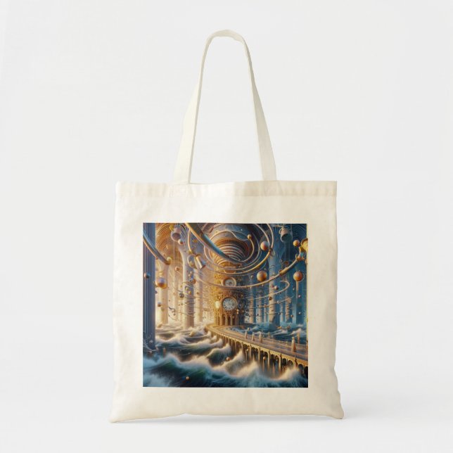 Echoes of '73: The Chronos Ocean's Labyrinth Tote Bag (Front)