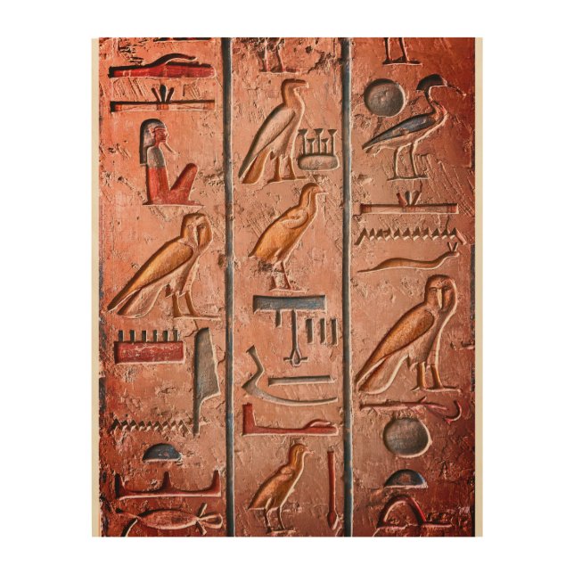 "Echoes of Ancient Wisdom: Egyptian Carved Stone  Wood Wall Art (Front)