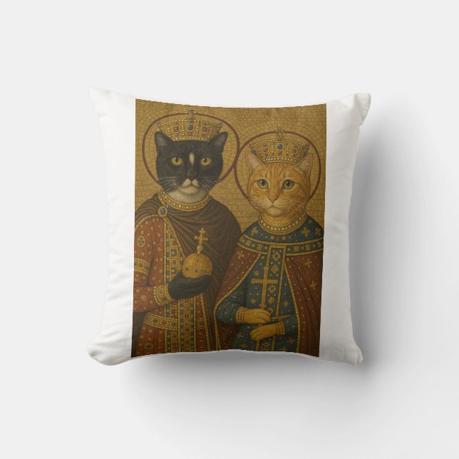 Echoes of Empire in Fur and Silk Throw Pillow (Front)