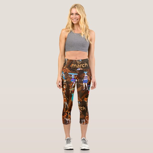 Echoes of Empowerment: March 8th Capri Leggings (Front)