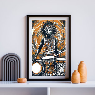 Echoes of Her Drum – Tribal Strength and Rhythm Poster
