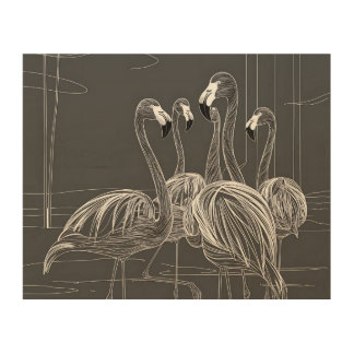 Echoes of Place: Flamingo Memory Wood Wall Art