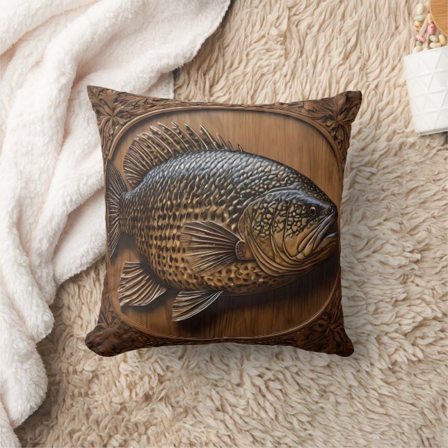 Echoes of the River: Murray Cod Wood Print,   Throw Pillow (Blanket)