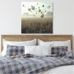 Echoes of Time – Surreal Pocket Watch & Ruins Art Canvas Print