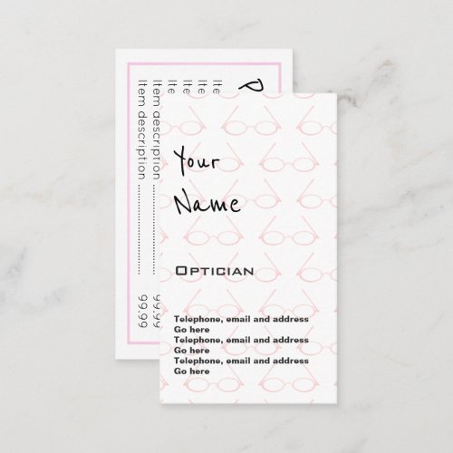 Echoes Optician Price Cards