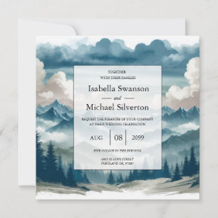 Echoes Through the Misty Pines Wedding Invitation