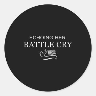 Echoing Her Battle Cry Usa Flag Christian Classic Round Sticker
